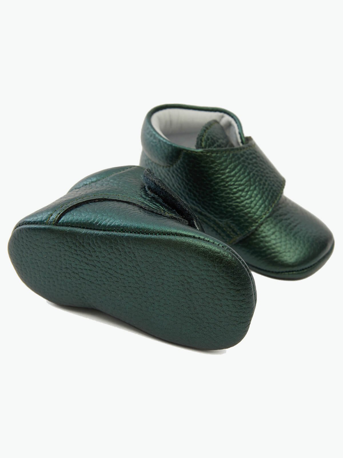 Genuine Leather Velcro Baby Boots Green