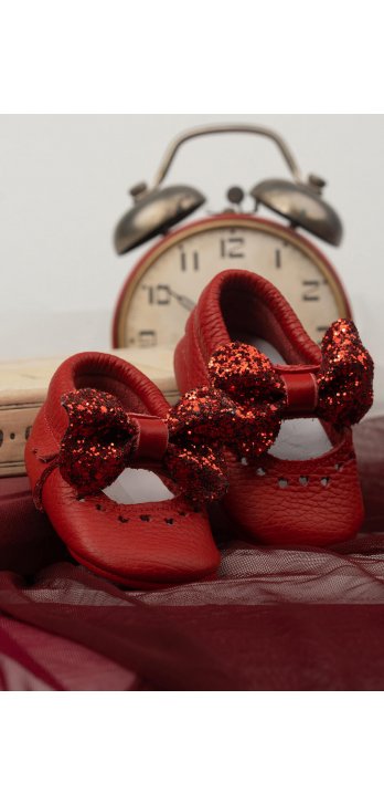Bobby Red Natural Leather Baby Loafers