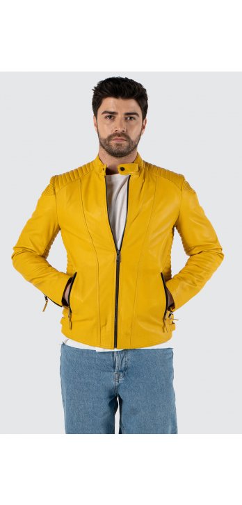 Dante Genuine Leather Men's Leather Coat Yellow