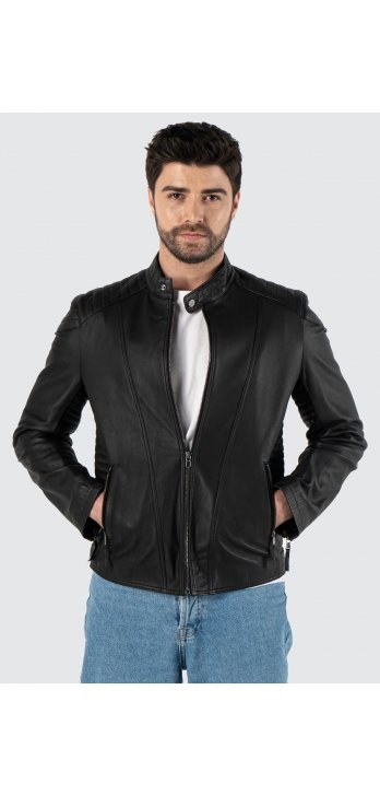 Dante Genuine Leather Men's Leather Coat Black