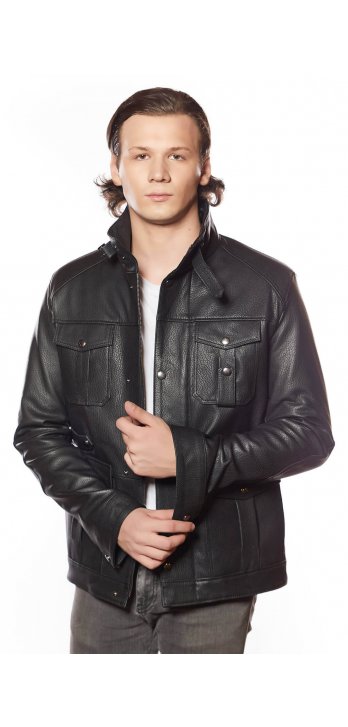 Magento Men's Leather Jacket Black