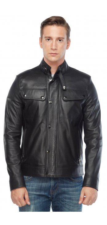 Addo Men's Genuine Leather Coat Black