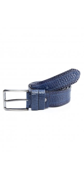 Genuine Buffalo Leather Sport Belt Navy Blue