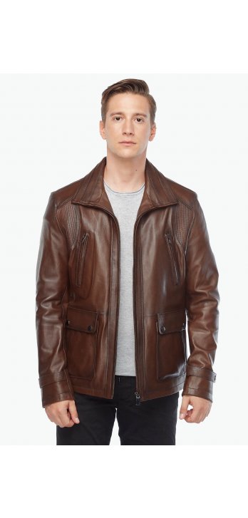 Benado Brown Genuine Leather Coat