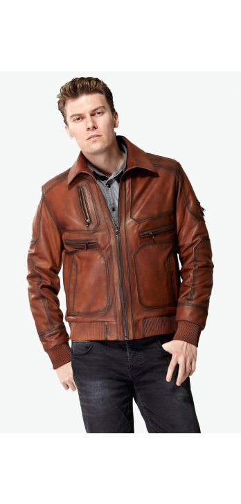 Yenzo Tan Men's Leather Jacket