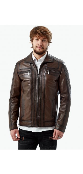 Martial Brown Leather Jacket