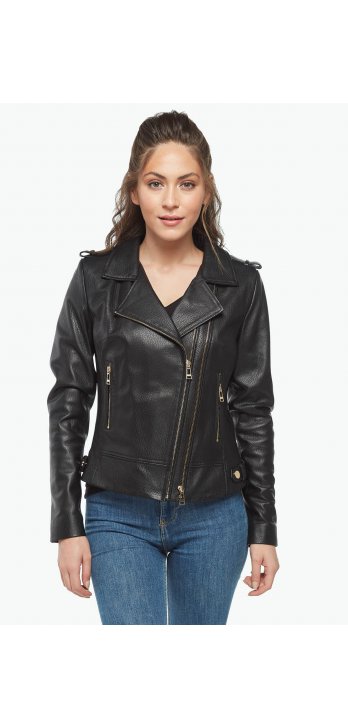 Jumbo Women's Leather Coat Black