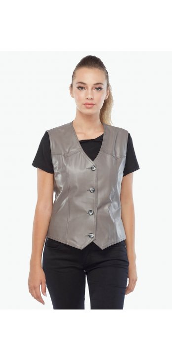 Genuine Leather Women's Leather Vest Taupe