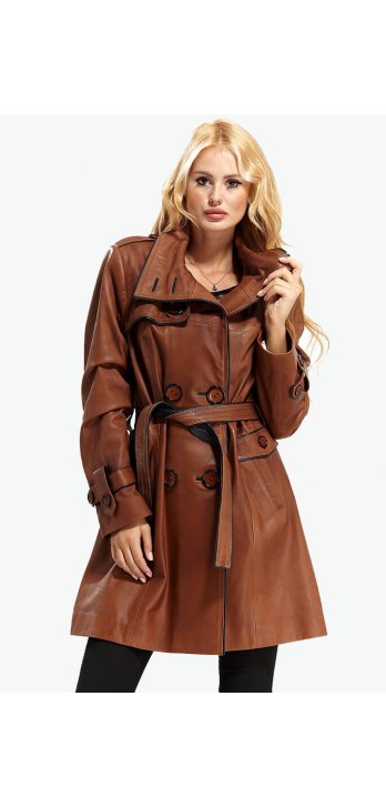Selena Tan Vegetal Leather Coat