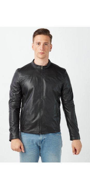 Gerino Genuine Leather Black Double Sided Coat