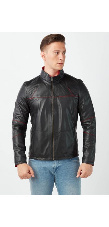 Kalisto Black Double Sided Genuine Leather Men Coat