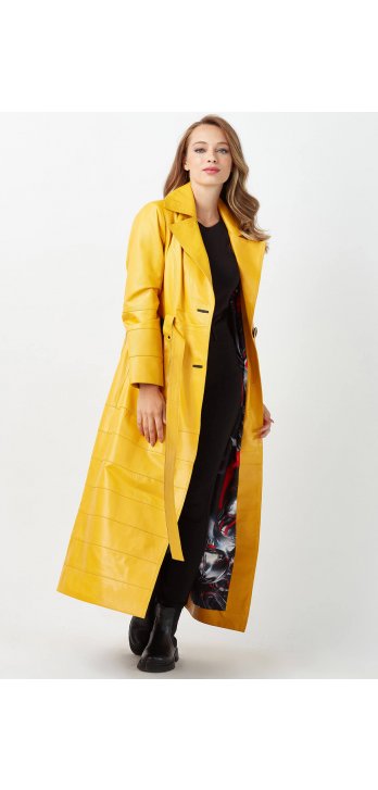 Rita Genuine Leather Women Topcoat Mustard