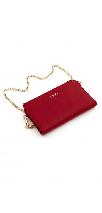 Tedi Genuine Leather Chain Phone Bag Red