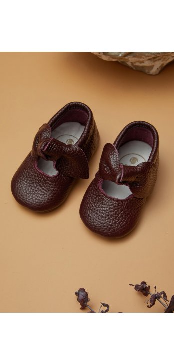 Genuine Leather Baby Shoes Claret Red